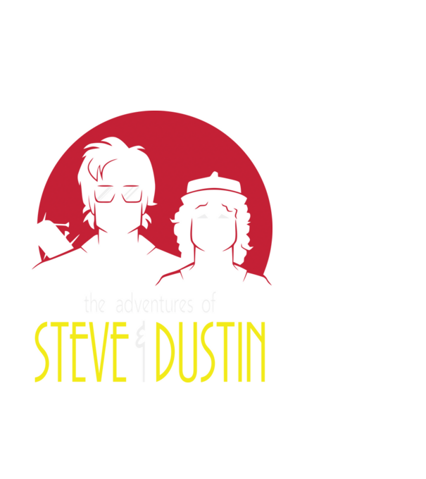 steve and dustin model alb pe tricou