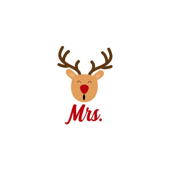 Mrs Reindeer christmas couple model alb pe tricou