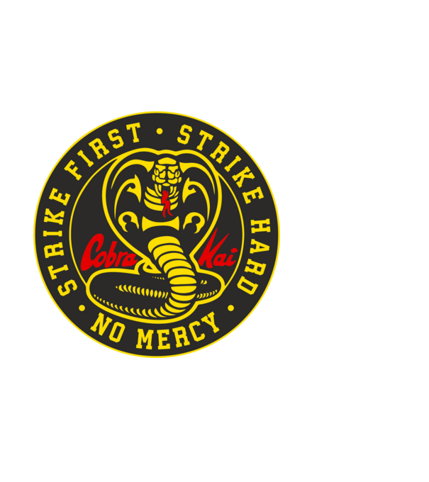 Strike first strike hard cobra kai model negru pe tricou