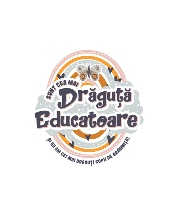 Sunt cea mai drăguță educatoare! model alb pe tricou