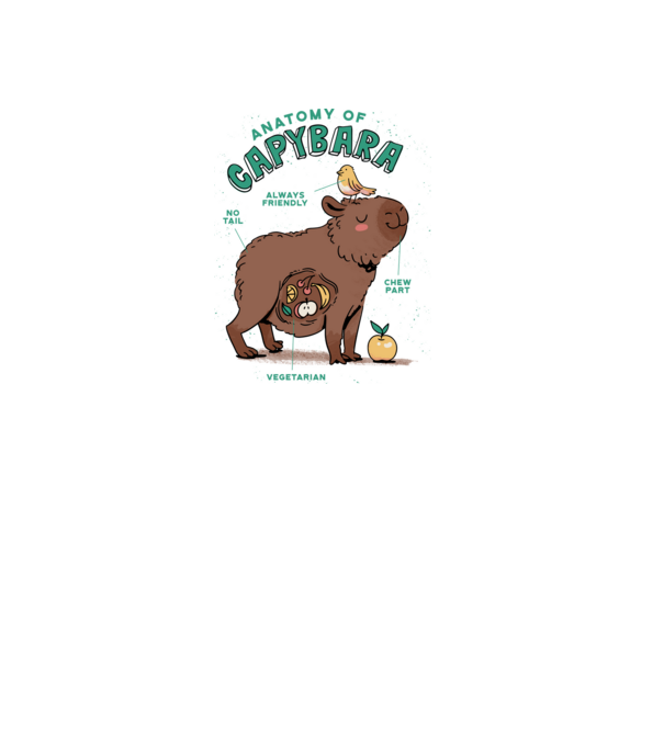 Anatomy of Capybara model alb pe tricou