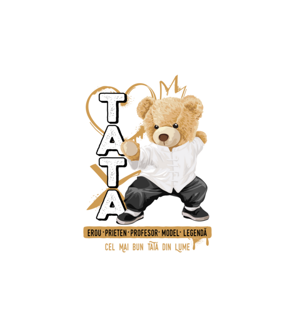 Tati Teddy model alb pe tricou