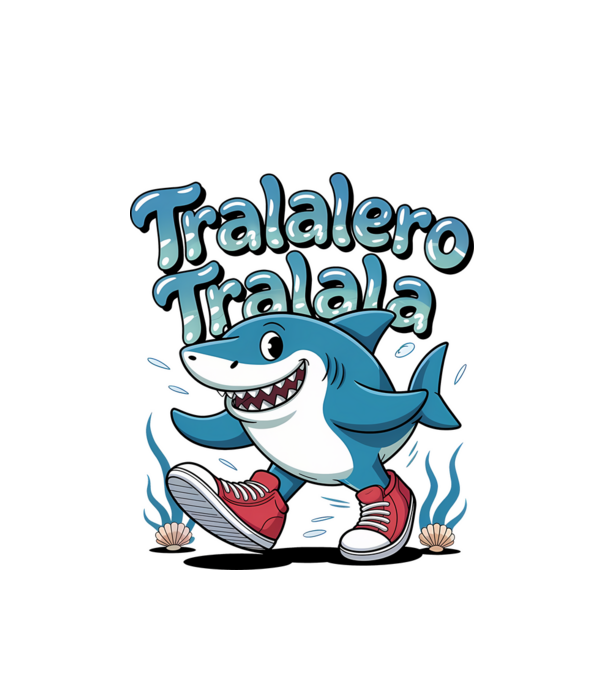 Tralalero Tralala drăguț model alb pe tricou