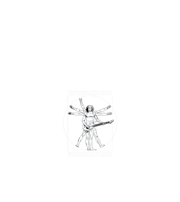 Vitruvius Guitar model negru pe tricou