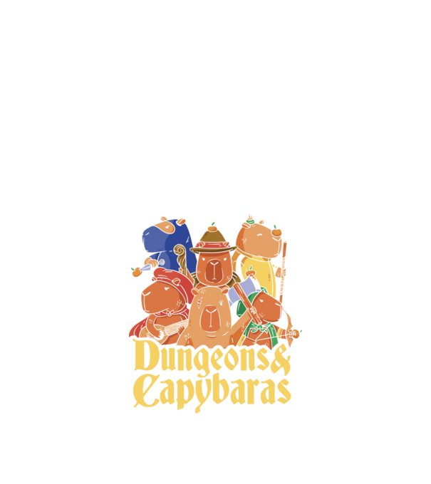 Dungeons and Capybaras model negru pe tricou