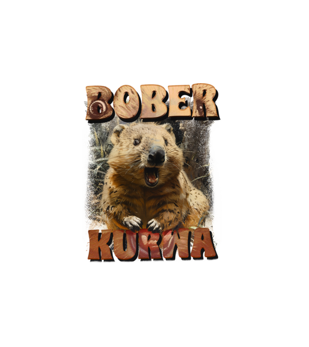 BOBER wombat model alb pe tricou