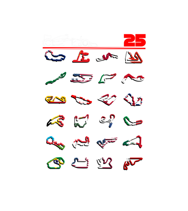 F1 calendar 2025 Negru model negru pe tricou