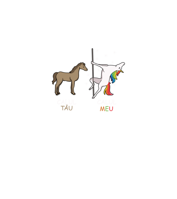 calul tău - calul meu model negru pe tricou