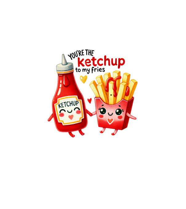 Ketchup to my Fries model alb pe tricou