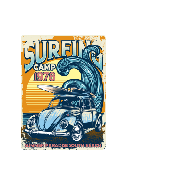 Surfer Camp model negru pe tricou
