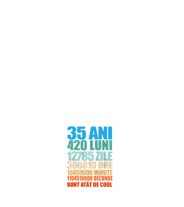 De 35 ani - luni - zile - ore - minute - secunde - sunt atât de cool model alb pe tricou