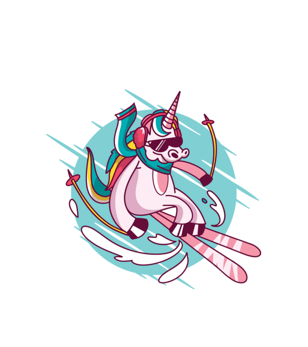 Unicorn ski model alb pe tricou