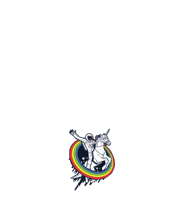 Unicorn Spaceman model negru pe tricou