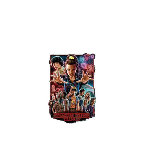 stranger things tribute poster model negru pe tricou