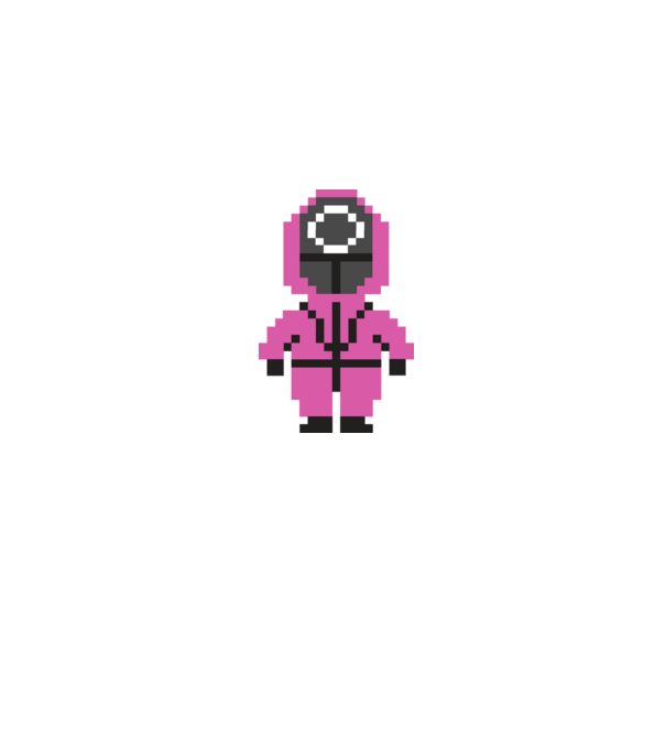 squid game pixel model albastru jeanși pe tricou