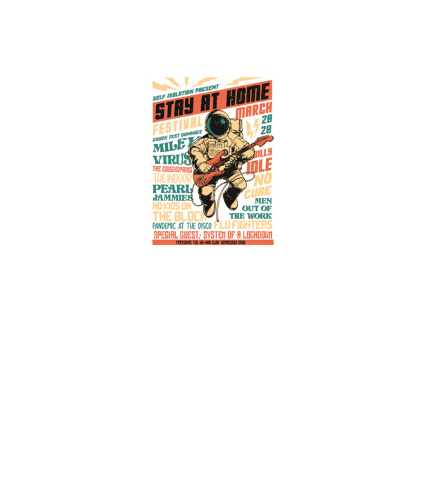 Stay at home festival model negru pe tricou