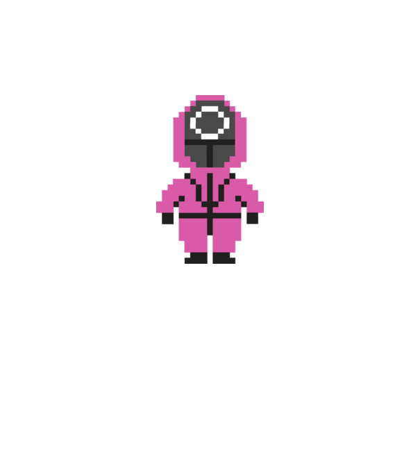 squid game pixel model negru pe tricou