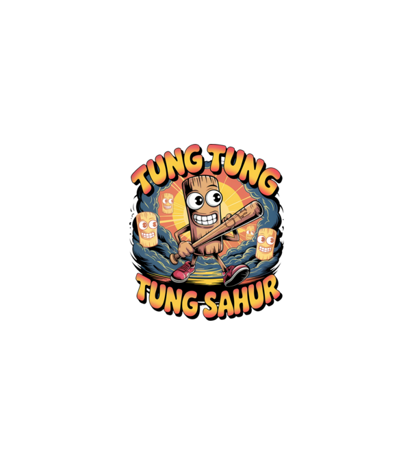 Tung Tung Tung Sahur Retro model negru pe tricou