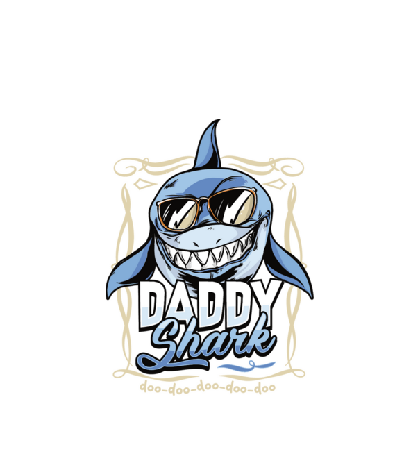 Daddy Shark model alb pe tricou