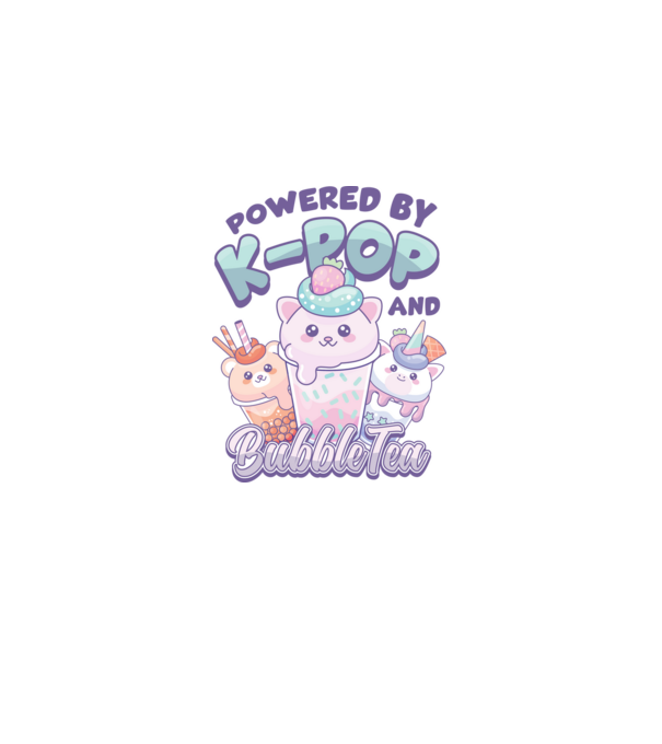 K-POP BUBBLE TEA model albastru deschis pe tricou