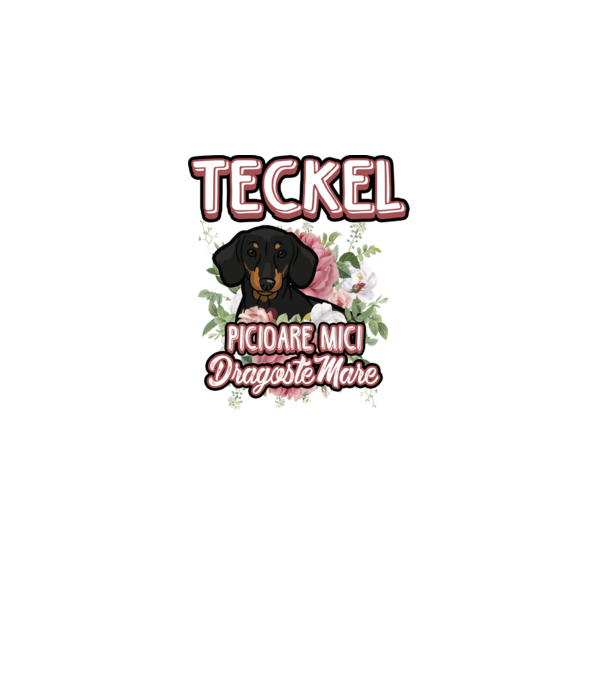 teckel : picioare mici dragoste mare model alb pe tricou
