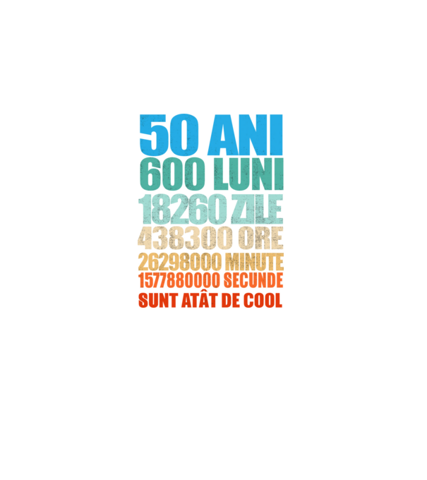 De 50 ani - luni - zile - ore - minute - secunde - sunt atât de cool model negru pe tricou