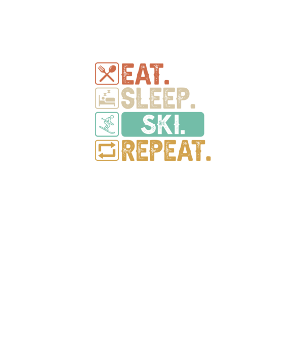 Eat Sleep SKI Repeat model negru pe tricou