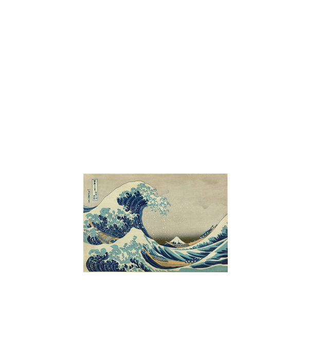 Great Wave of Kanagawa mască model alb pe tricou
