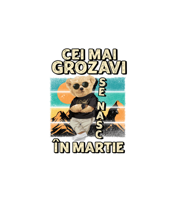 RETRO teddy MARTIE model alb pe tricou