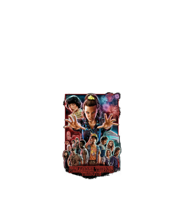 stranger things tribute poster model negru pe tricou