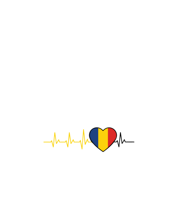România heartbeat model alb pe tricou