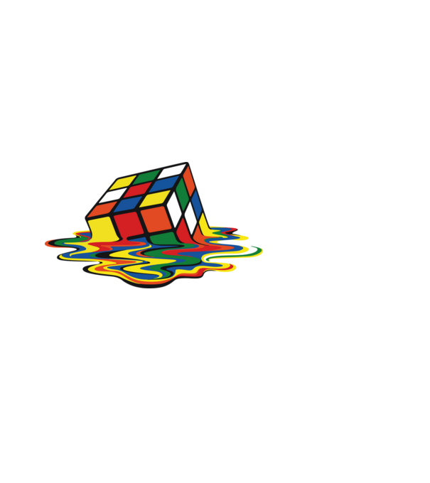 Melting Rubik model negru pe tricou