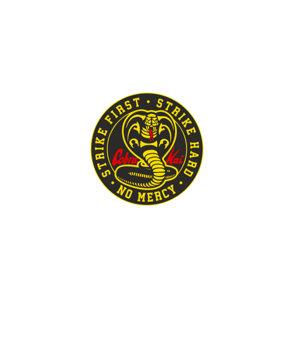 Strike first strike hard cobra kai model negru pe tricou