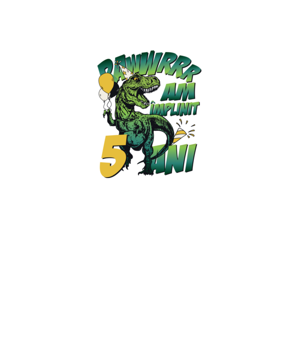 Rawr Am împlinit 5 ani model alb pe tricou