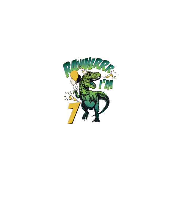 'Birthday Dinosaur rawww i''m 7' model alb pe tricou