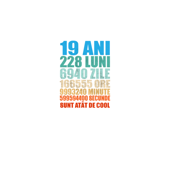 De 19 ani - luni - zile - ore - minute - secunde - sunt atât de cool model negru pe tricou