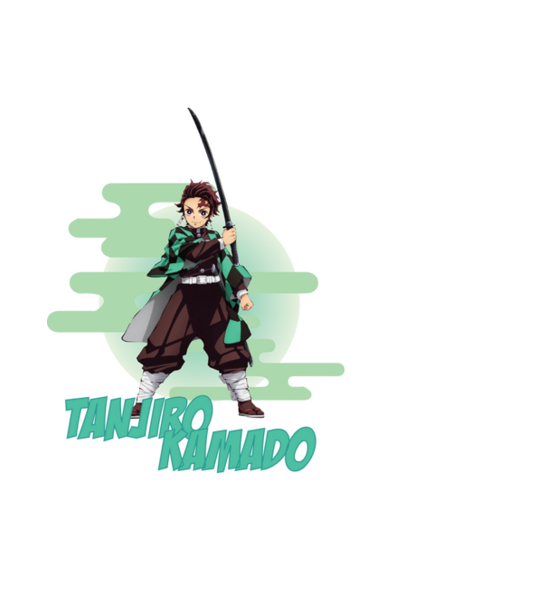 Demon Slayer Tanjiro model negru pe tricou
