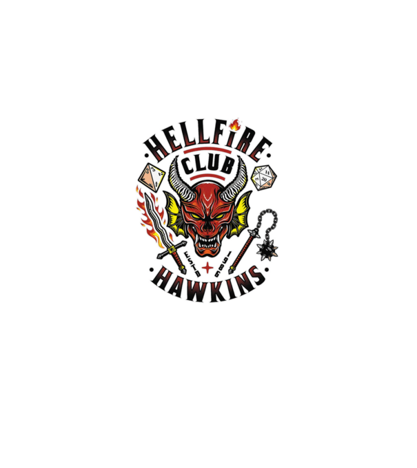 hellfire club hawkins model alb pe tricou