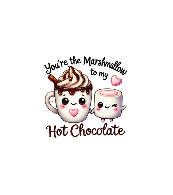Marshmallow to my Hot Chocolate model alb pe tricou