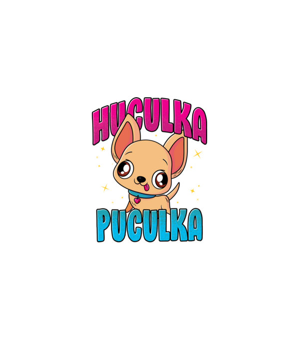 Huculka Puculka chivava model negru pe tricou