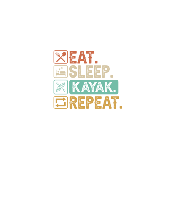 Eat Sleep Kayak model negru pe tricou