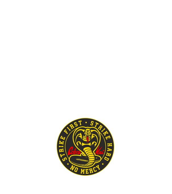 Strike first strike hard cobra kai model negru pe tricou
