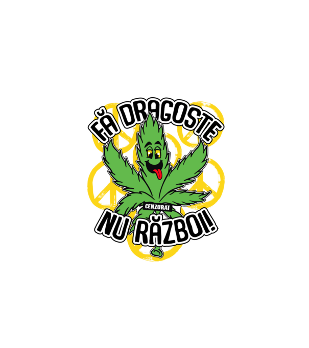 fă dragoste, nu război! (cenzurat) model alb pe tricou