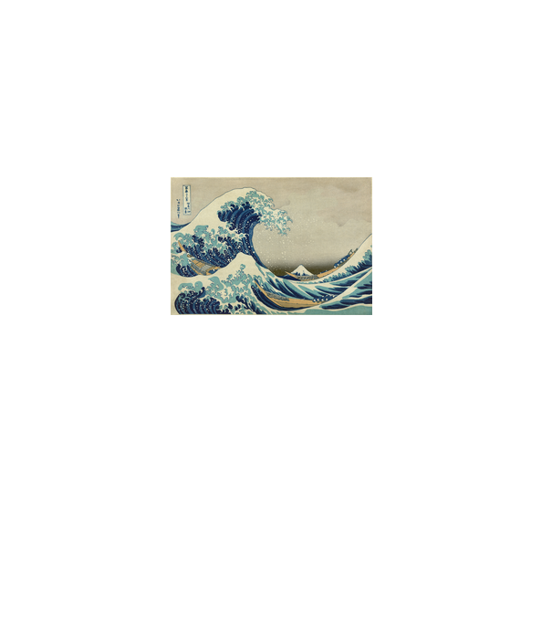 Great Wave of Kanagawa mască model alb pe tricou