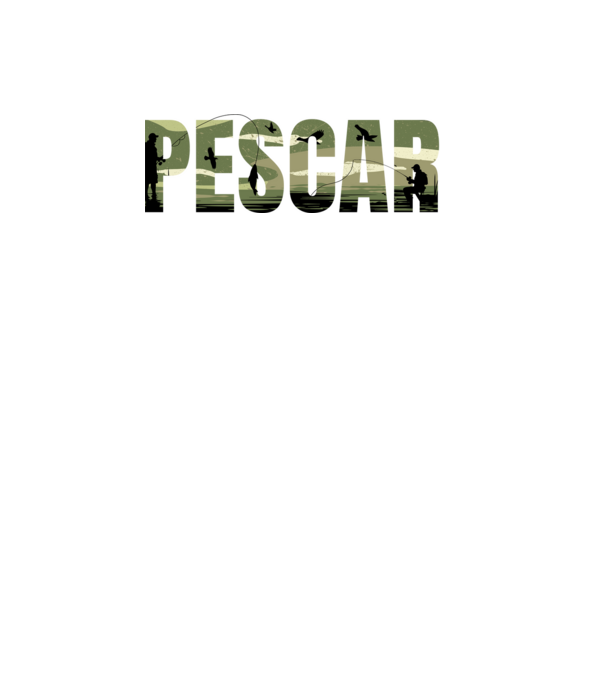 PESCAR model negru pe tricou