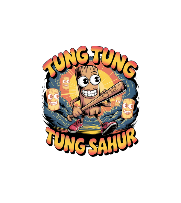 Tung Tung Tung Sahur Retro model nisipiu pe tricou