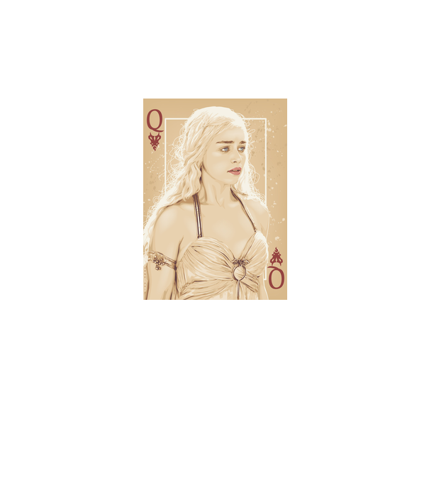Queen Card model alb pe tricou
