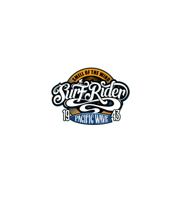 Surf Rider model negru pe tricou
