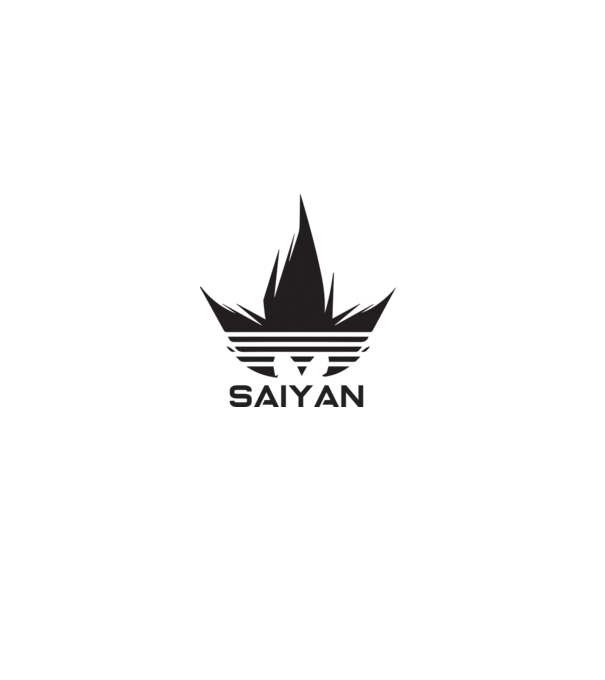 saiyan logo model alb pe tricou