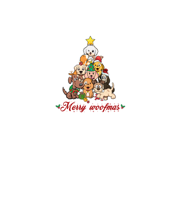 Merry woofmas model negru pe tricou